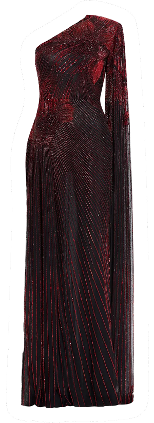 Wineberry sequin one-shoulder gown dress sticker — virtual try-on outfit idea